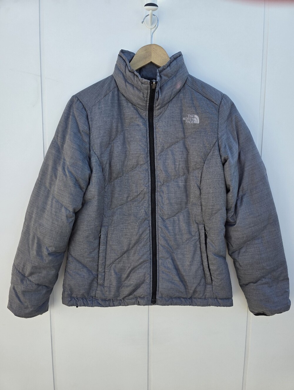 The North Face Goose Down Quilted Grey Puffer Jacket Womens Medium